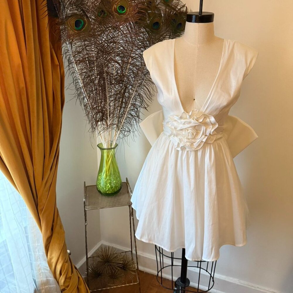 floral mini bow back dress